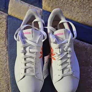Adidas Women's White Sneakers Orange/red Accents
